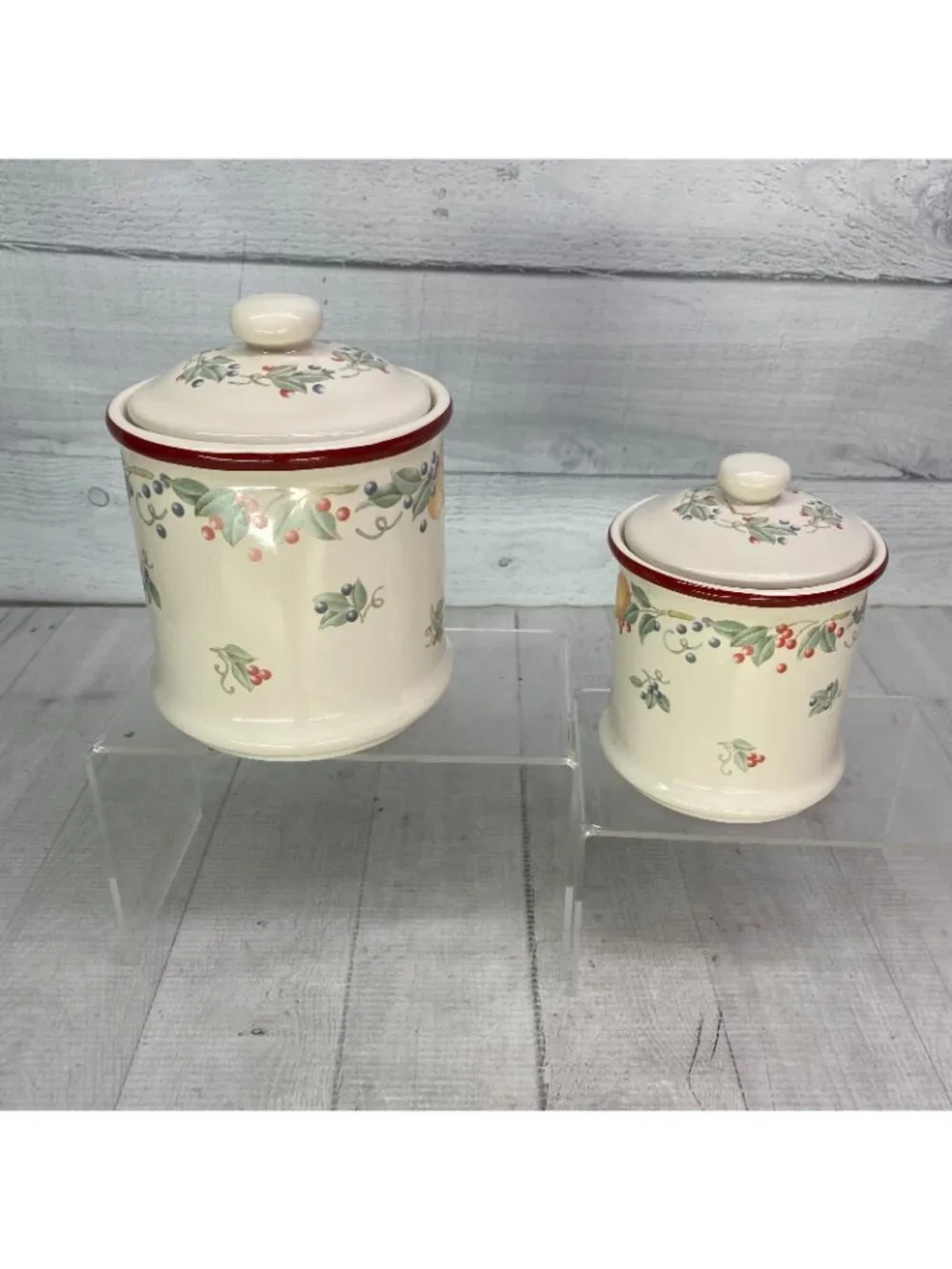 Jay Imports Corelle Coordinates ABUNDANCE Fruit Coffee Tea Canister Jar Set 2